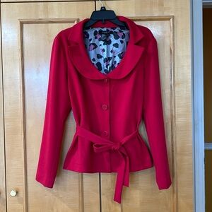 Gently used Sandro Sportswear Large red belted coat 65% Viscose 🍀🍀